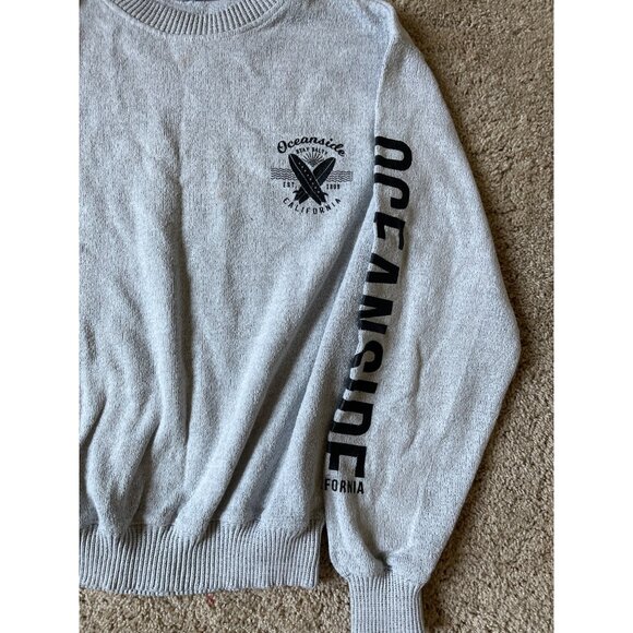 Women's Oceanside Beachy Surf Gray Size Medium Crewneck Pullover Cotton Sweater - Picture 2 of 4